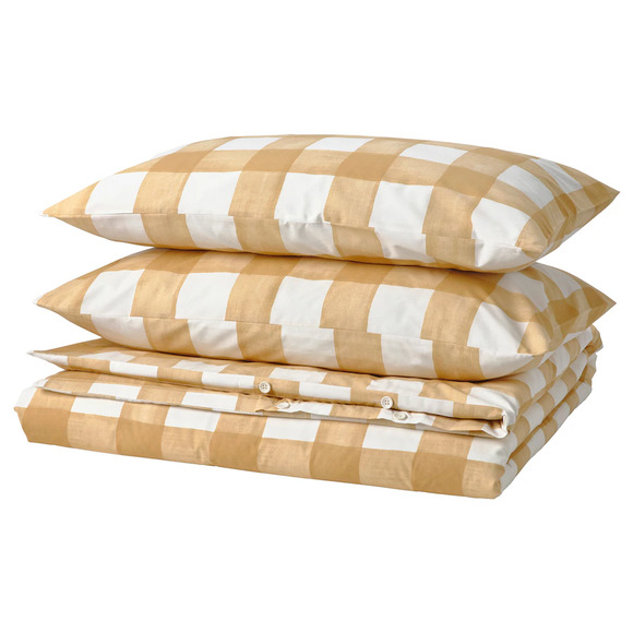 IKEA Other - IKEA KANTNEPETA Duvet Cover And Pillowcases, King, Yellow/Check (705.467.14) NEW